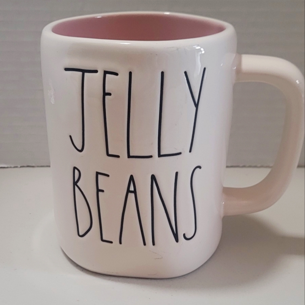 Mug RAE DUNN "Jelly Beans" Artisan Collection By Magenta Cream Pink Odd Shape